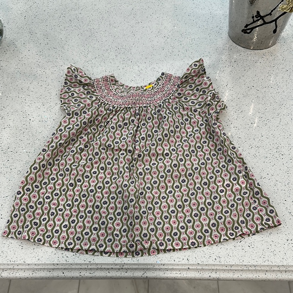 Mini Boden Pink and Green Patterned Blouse 9-10Y